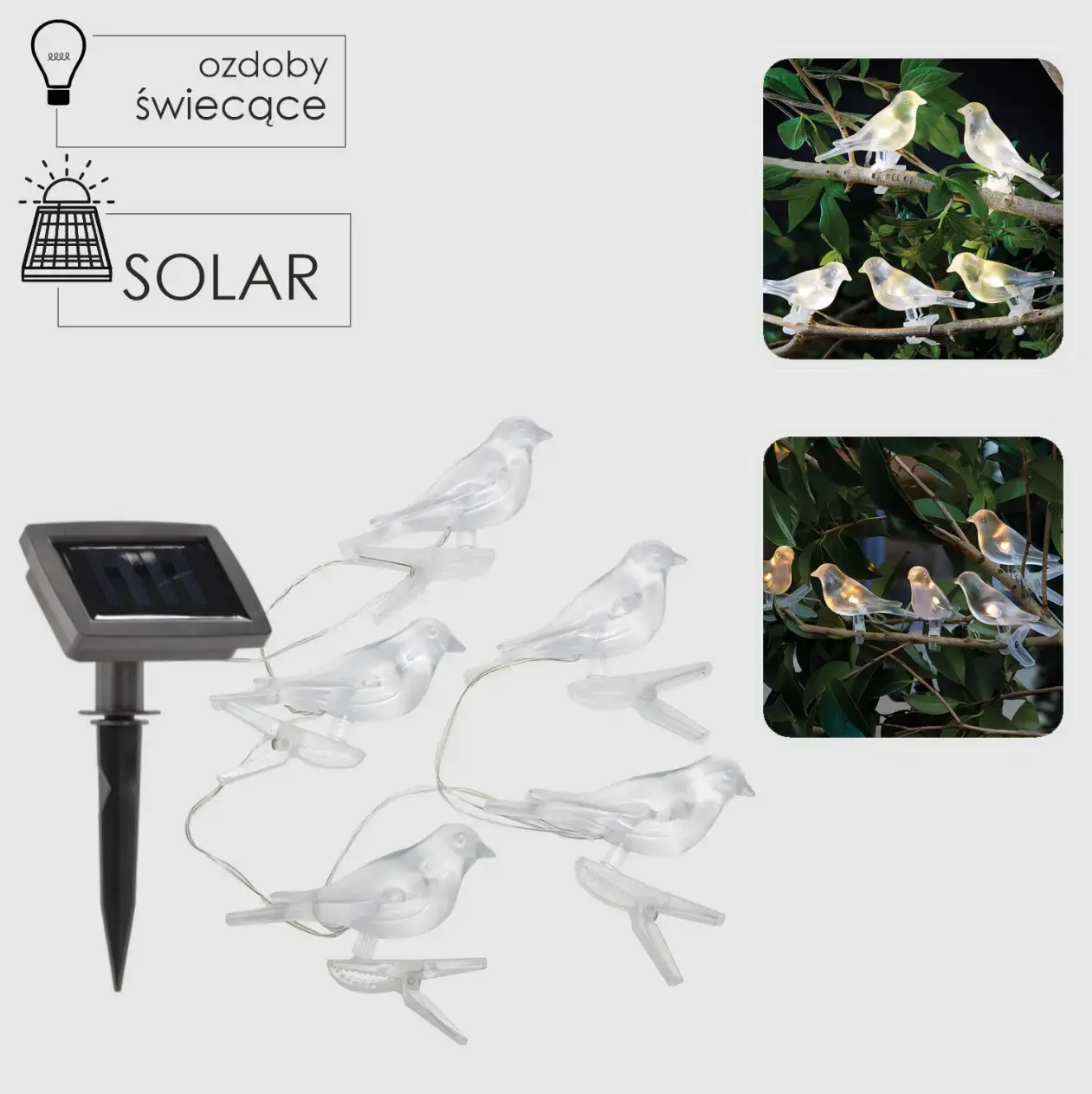 Садова сонячна гірлянда на сонячній батареї у формі птахів 5шт 2+1,2 м Garden Line SOL6063 - Зображення 3