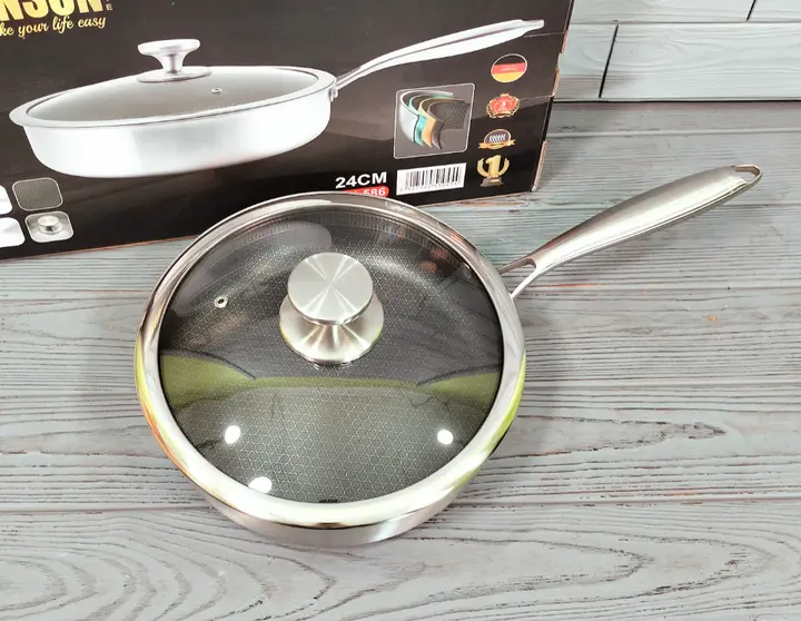 Cковорода глибока Benson із нержавіючої сталі 24см (BN-586) - Зображення 3