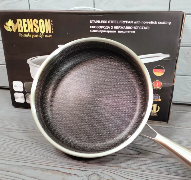 Cковорода глибока Benson із нержавіючої сталі 24см (BN-586) - Зображення 4