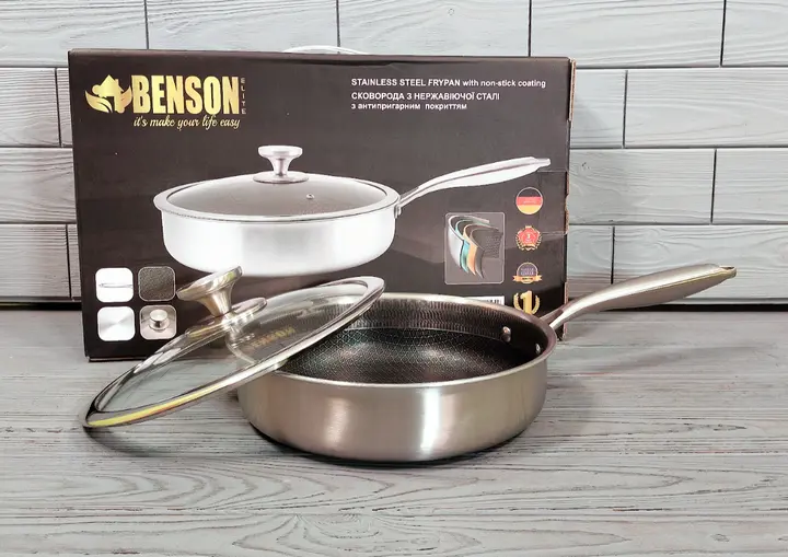 Cковорода глибока Benson із нержавіючої сталі 24см (BN-586)