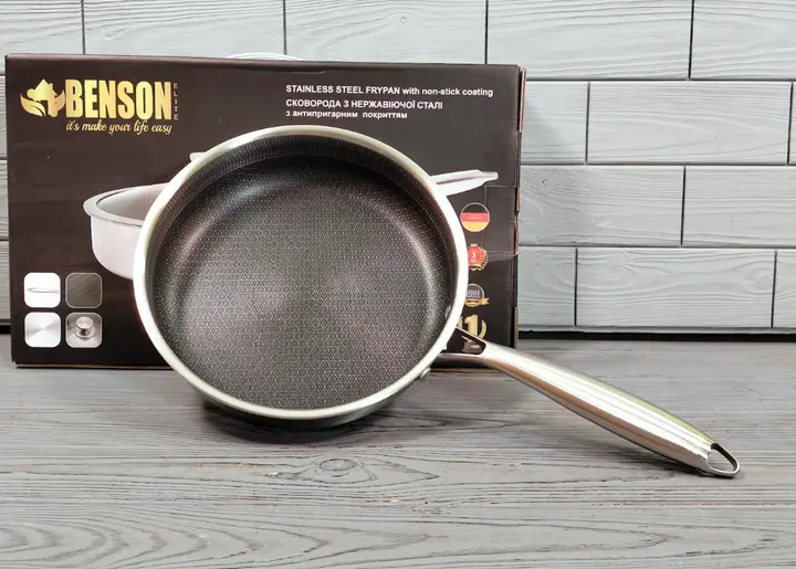 Cковорода глибока Benson із нержавіючої сталі 24см (BN-586) - Зображення 8