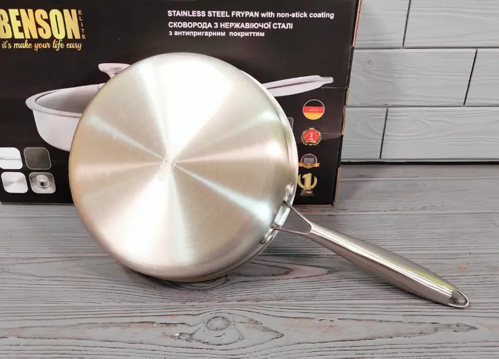 Cковорода глибока Benson із нержавіючої сталі 24см (BN-586) - Зображення 6