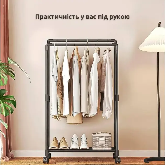 Стійка-вішалка на колесах для речей та взуття (YH9918-1) - Зображення 2