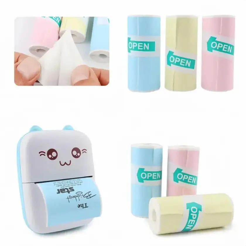 Самоклеючий термопапір для міні-принтера (57x25мм) 3 кольори / Набір кольорового паперу для термопринтера - Зображення 2