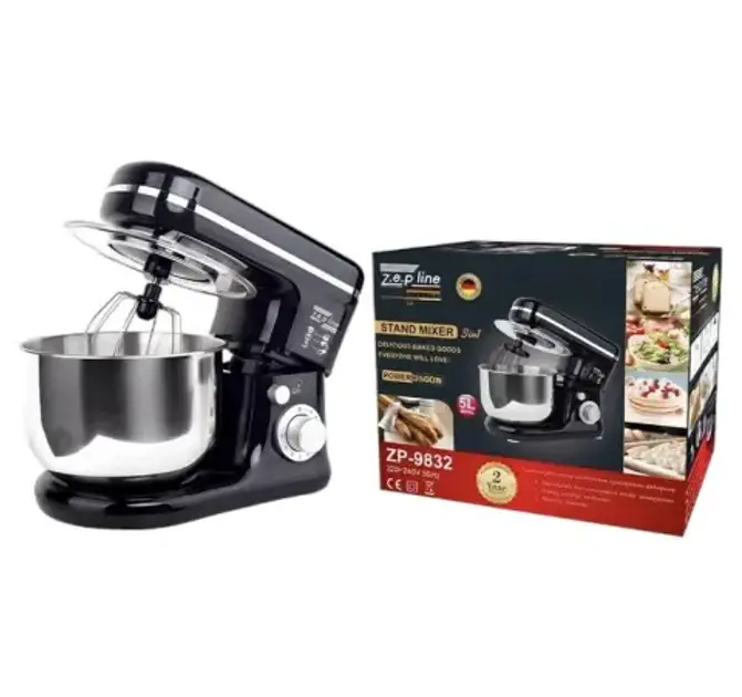 Тістоміс Zepline ZP-9832 міксер з чашею 5л з нержавіючої сталі 3500 Вт червоний - Зображення 3