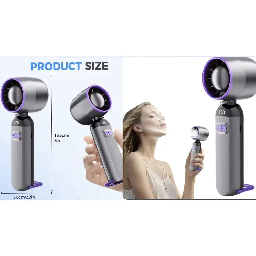 Вентилятор портативний настільний ручний Handheld fan LY-937 із вбудованим акумулятором та з цифровим дисплеєм, 5 швидкостей - Зображення 3