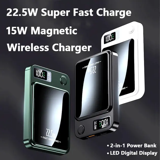 Power bank беспроводной XIYT Y211 / быстрая зарядка / Magsafe / Magnetic / 22.5W + 15W / 10000 mAh - Зображення 2