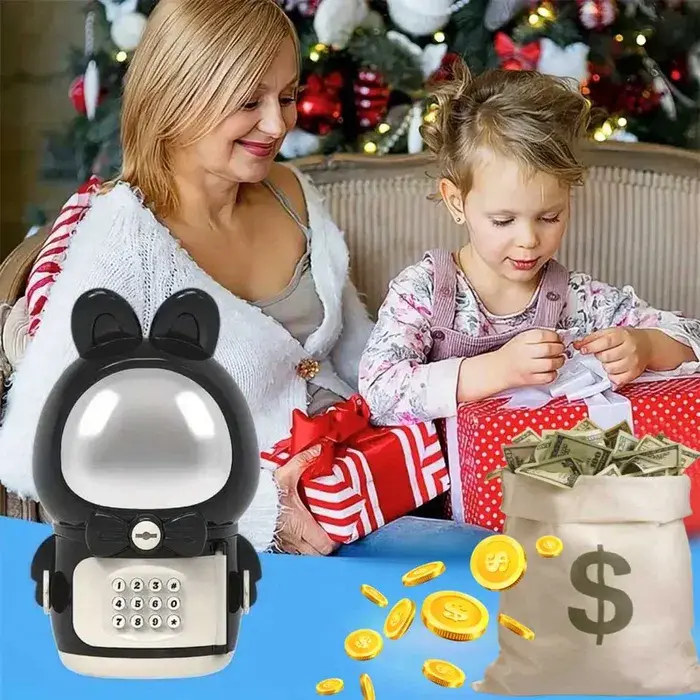 Дитяча електронна Скарбничка Сейф Космонавт із кодовим замком Little Space Rabbit Piggy Bank - Зображення 4