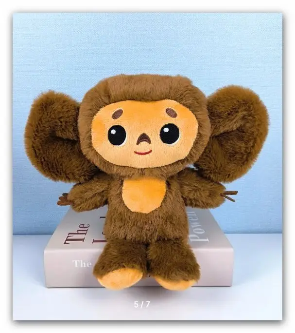 Дитяча м'яка іграшка Чебурашка 25 см плюшева подушка обіймашка з великими очима та вухами Kawaii baby kids - Зображення 2