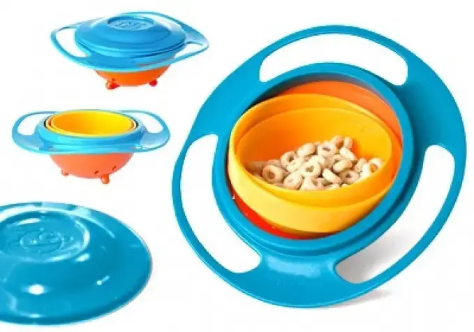 Дитяча тарілка-непроливайка "Universal Gyro Bowl", тарілка непроливайка неваляшка, посуд для дітей - Зображення 7