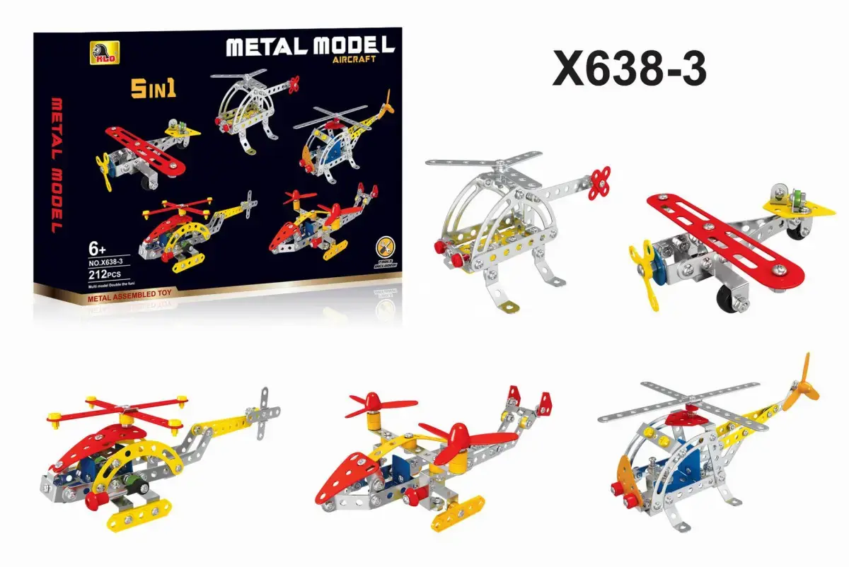 Дитячий металевий конструктор Повітряні судна X638-3 Дитячий конструктор на 212 деталей - Зображення 2
