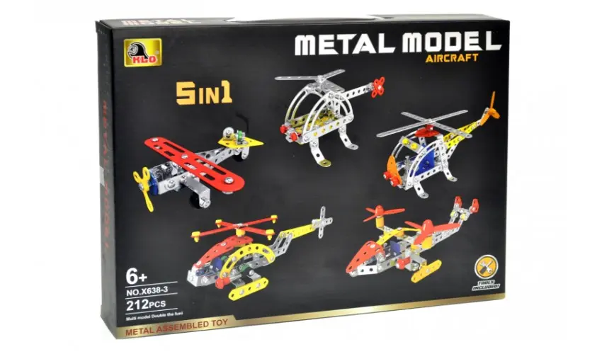 Дитячий металевий конструктор Повітряні судна X638-3 Дитячий конструктор на 212 деталей - Зображення 4