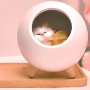 Дитячий настільний нічник будиночка з регулюванням яскравості “Котик”