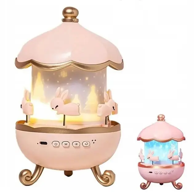 Дитячий нічник проектор зоряного неба Bluetooth Fairy Tale E11 акумуляторний світильник карусель 6 змінних картинок з LED підсвічуванням та музикою