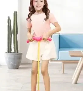 Рожевий Дитячий стрибун-джампінг на резинці (висота 54см, гумова трубка розтягується)