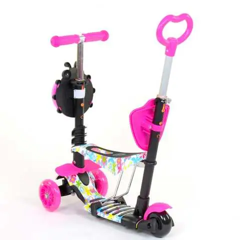 Дитячий Самокат 5 в 1 з підніжками та батьківською ручкою Best Scooter, PU колеса, Підсвічування коліс - Зображення 8