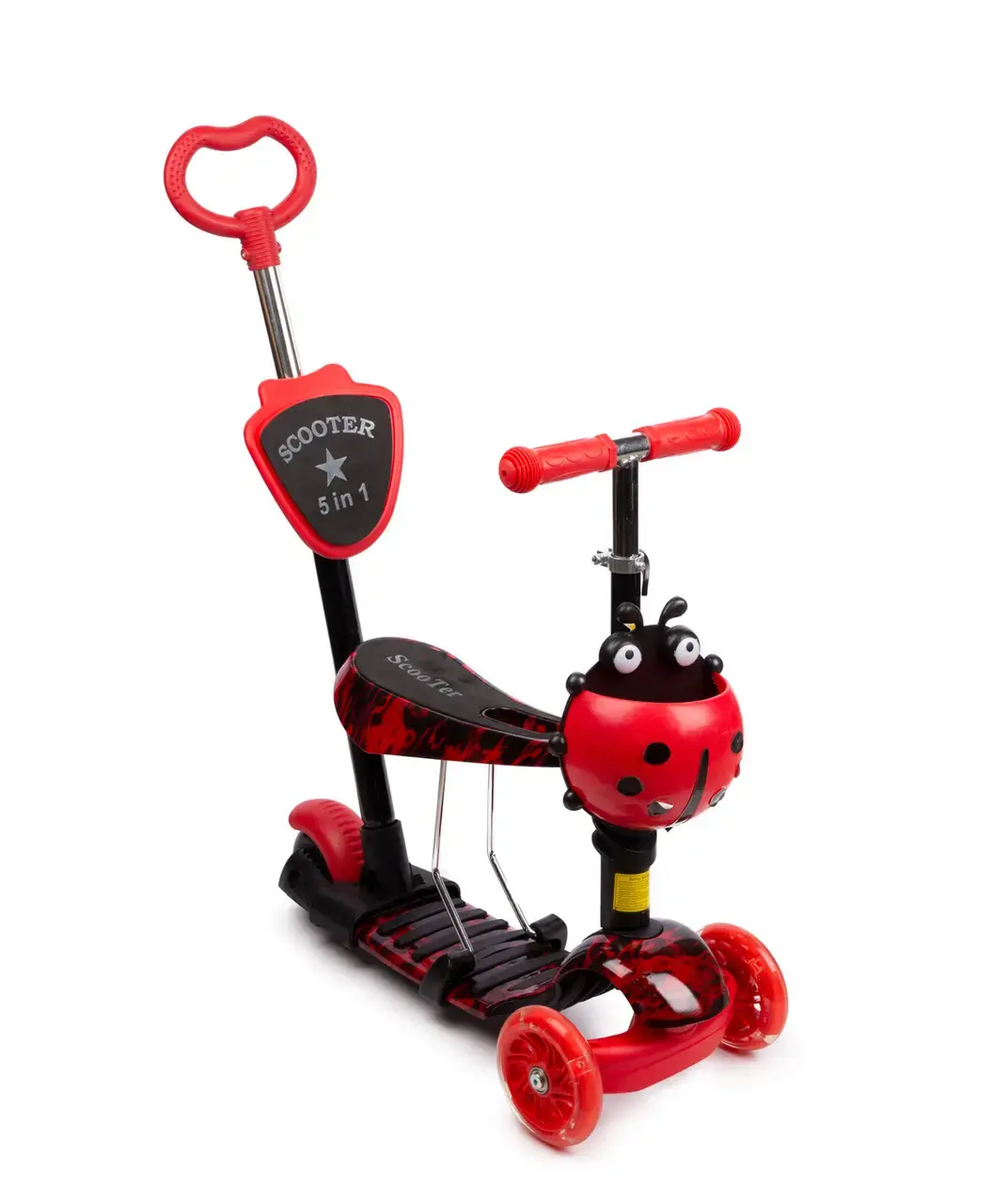 Дитячий Самокат 5 в 1 з підніжками та батьківською ручкою Best Scooter, PU колеса, Підсвічування коліс - Зображення 5