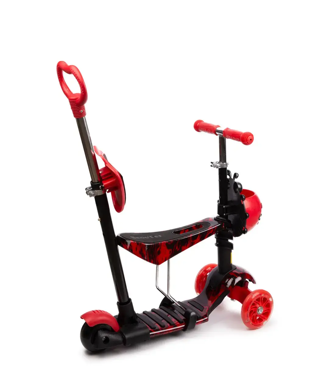 Дитячий Самокат 5 в 1 з підніжками та батьківською ручкою Best Scooter, PU колеса, Підсвічування коліс - Зображення 4