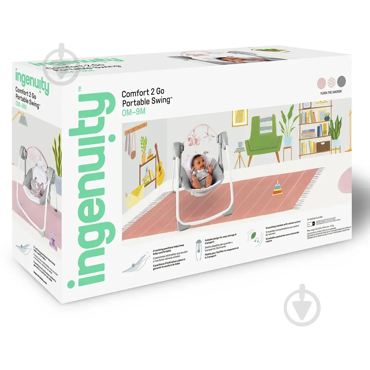 Дитячий шезлонг-гойдалка 2 в 1 Ingenuity Flora the Unicorn - Зображення 3
