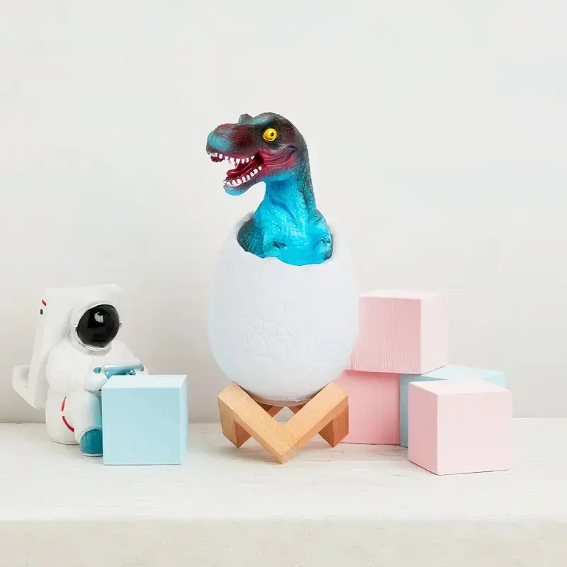 Дитячий світильник SUNROZ 3D Dinosaur Lamp лампа-нічник "Динозаврик у яйці" з пультом ДУ - Зображення 2