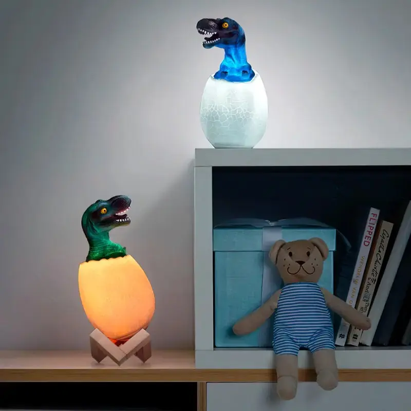 Дитячий світильник SUNROZ 3D Dinosaur Lamp лампа-нічник "Динозаврик у яйці" з пультом ДУ - Зображення 3