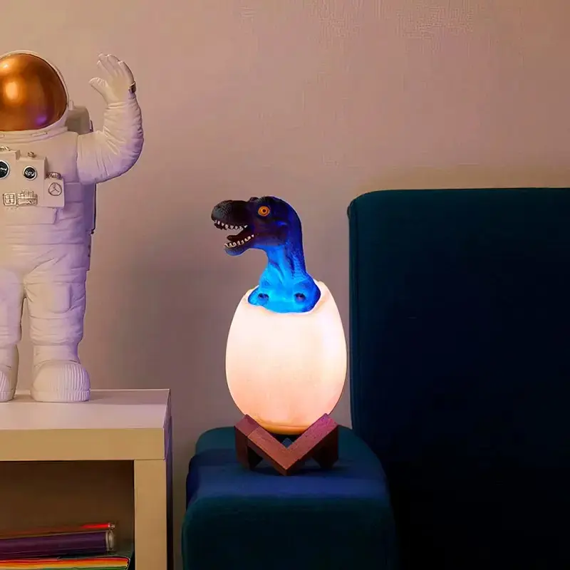 Дитячий світильник SUNROZ 3D Dinosaur Lamp лампа-нічник "Динозаврик у яйці" з пультом ДУ - Зображення 4