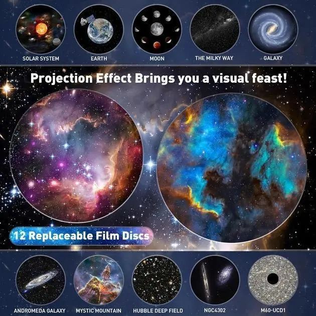 Домашній планетарій + 13 картриджів нічник проектор зоряного неба галактика зі змінними картриджами - Зображення 7