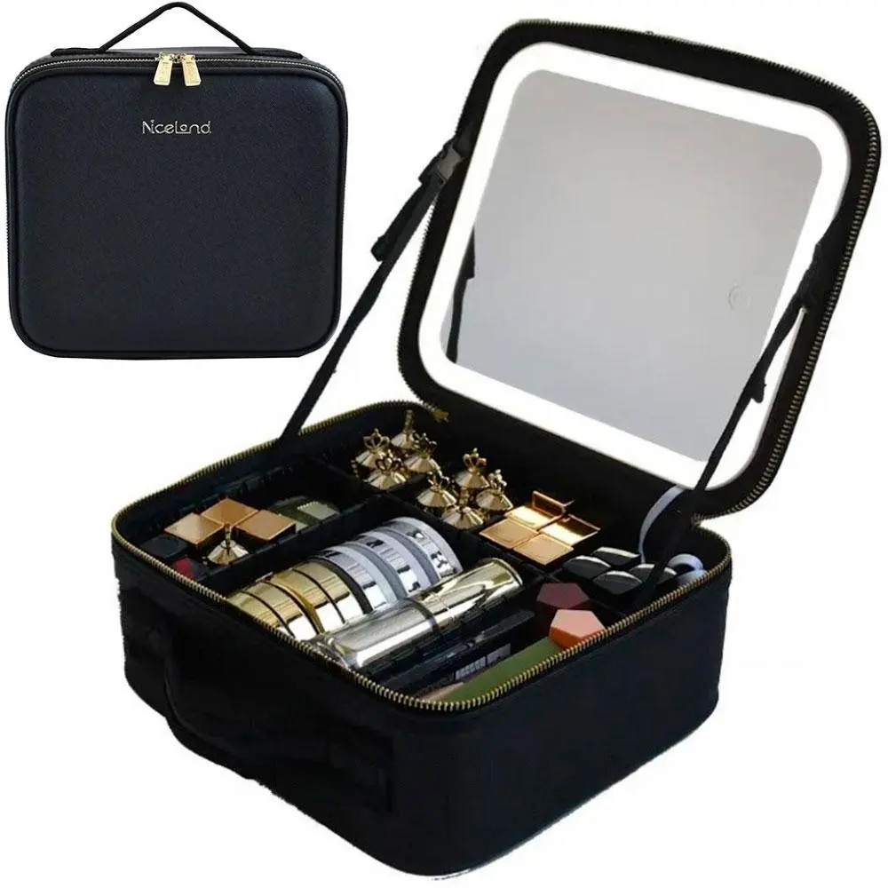 Дорожня косметичка-валіза з LED дзеркалом - Зображення 5