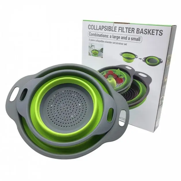 Друшляк силіконовий складаний великий + маленький Collapsible filter baskets - Зображення 4