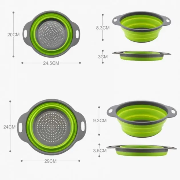 Друшляк силіконовий складаний великий + маленький Collapsible filter baskets - Зображення 6