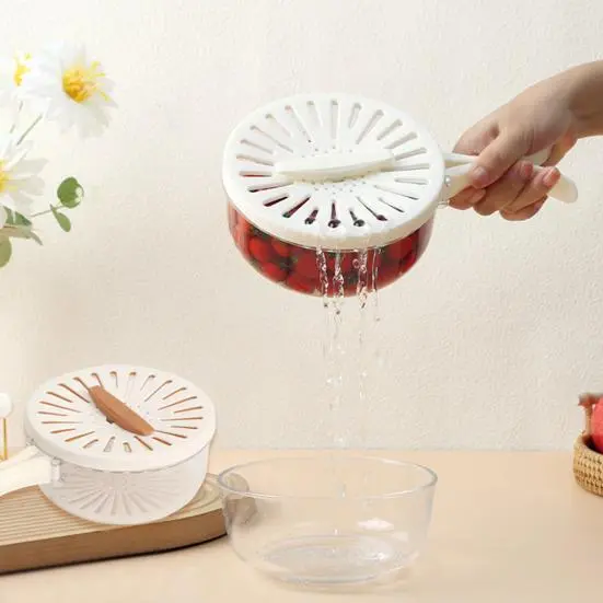 Двошаровий дренажний кошик / Миска для очищення фруктів із ситечком - Зображення 5