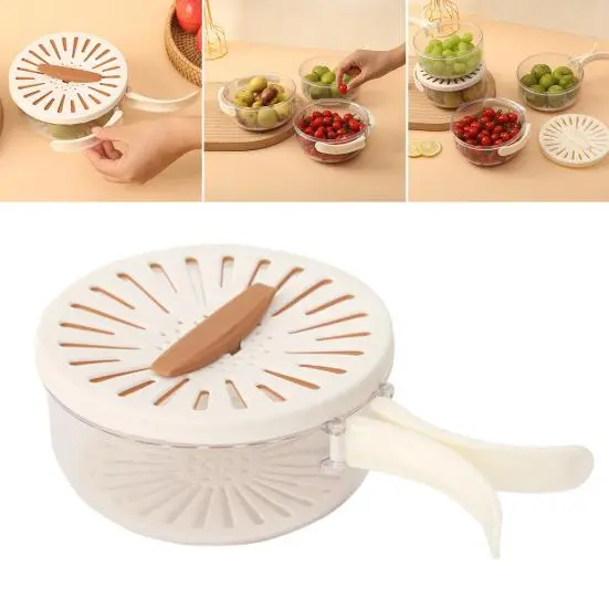 Двошаровий дренажний кошик / Миска для очищення фруктів із ситечком - Зображення 6