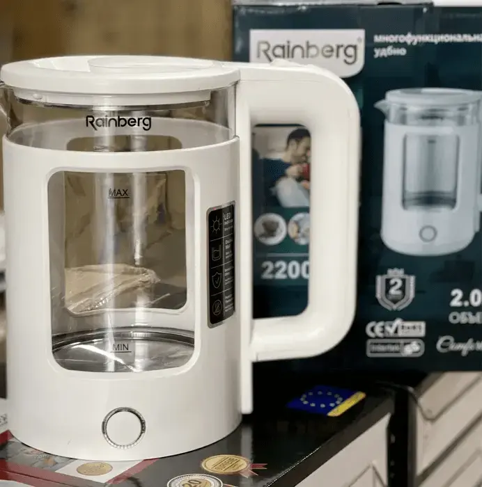 Дисковий скляний електричний чайник з підсвічуванням Rainberg RB-2220 - Зображення 4