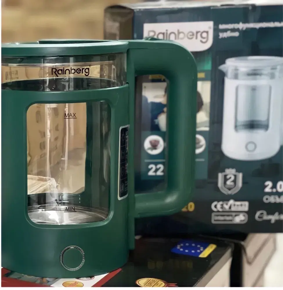 Дисковий скляний електричний чайник з підсвічуванням Rainberg RB-2220 - Зображення 7