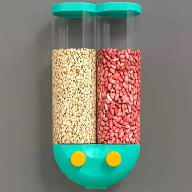 Диспенсер для круп з дозатором на 2 секції, до 2кг / Органайзер для сипучих продуктів - Зображення 3