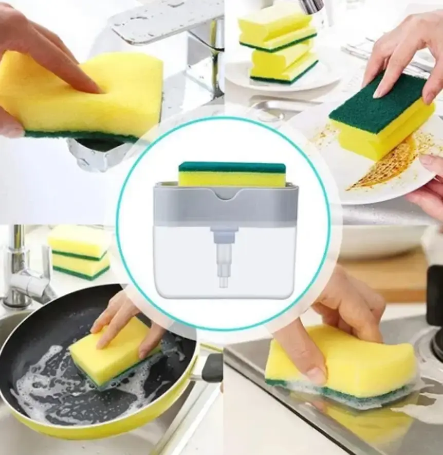Диспенсер для миючого засобу натискний Soap Pump Sponge Caddy - Зображення 4