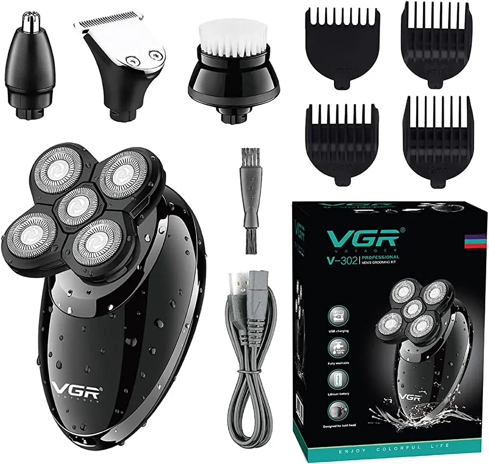 Електробритва V-302 для чоловіків роторна для вологого та сухого гоління з плаваючими головками та триммером 4в1 VGR - Зображення 3