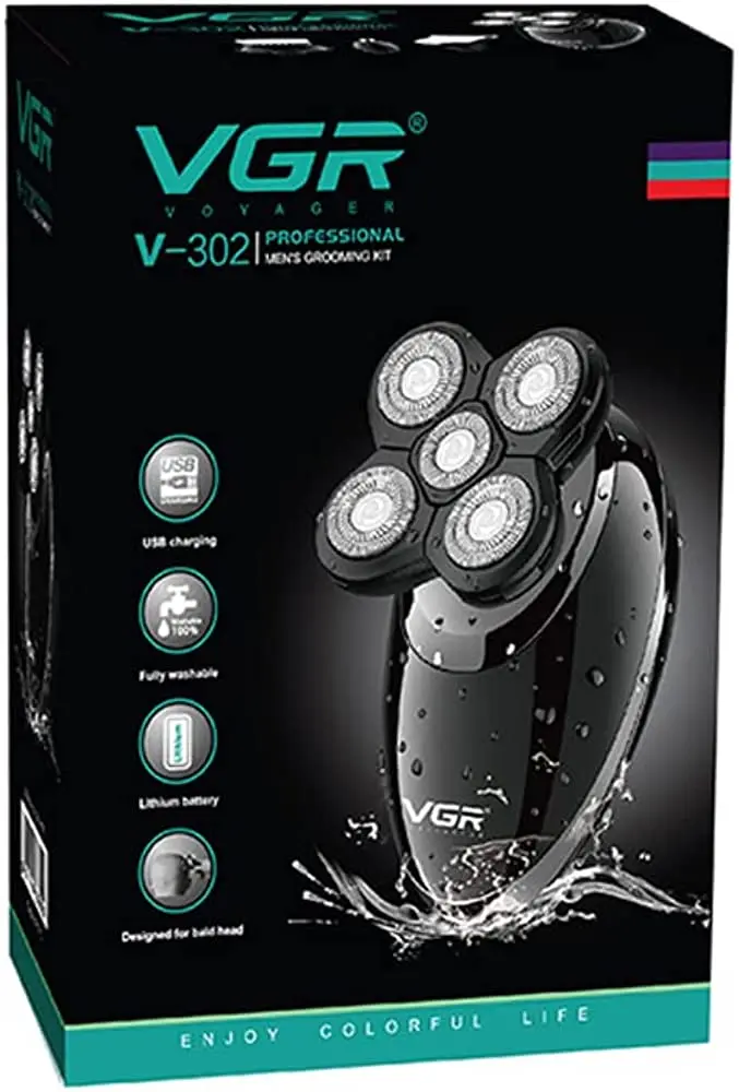 Електробритва V-302 для чоловіків роторна для вологого та сухого гоління з плаваючими головками та триммером 4в1 VGR - Зображення 2