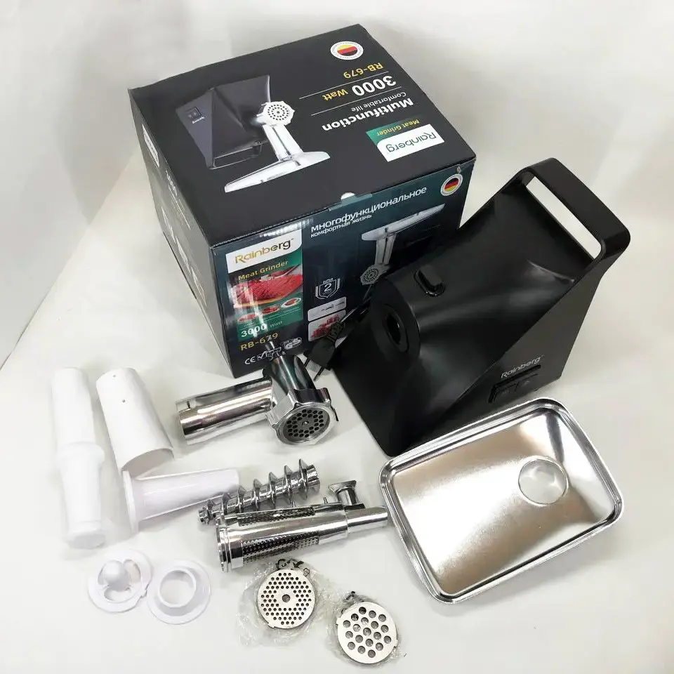 Електром'ясорубка із соковижималкою Rainberg RB-679 3000Вт із насадками для ковбаси - Зображення 5