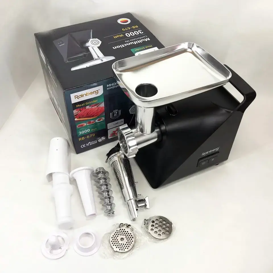 Електром'ясорубка із соковижималкою Rainberg RB-679 3000Вт із насадками для ковбаси - Зображення 6