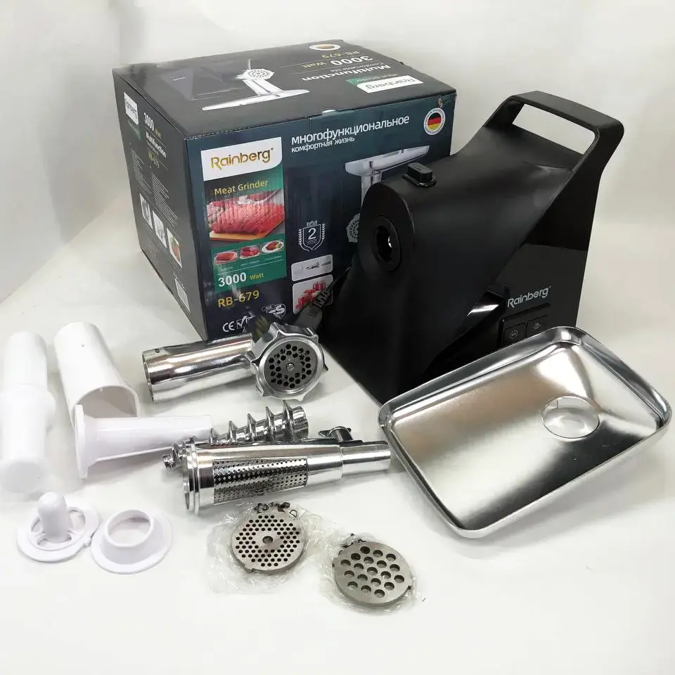 Електром'ясорубка із соковижималкою Rainberg RB-679 3000Вт із насадками для ковбаси - Зображення 4