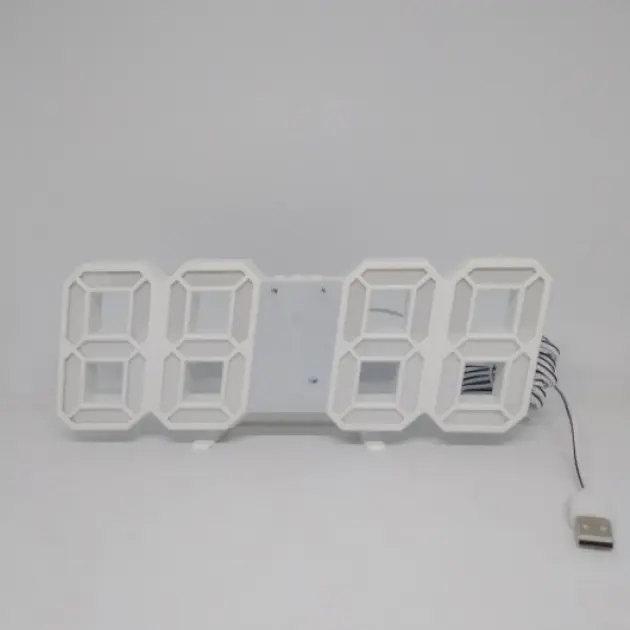 Електронний настільний годинник з будильником та термометром LY 1089 Білий - Зображення 2