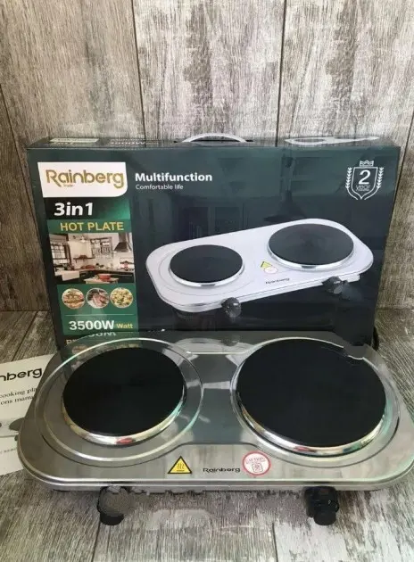Настільна Електрична плитка на 2 конфорки Rainberg RB-007 3500W - Зображення 3