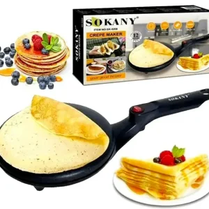 Електрична занурювальна сковорода для млинців з антипригарним покриттям 20 см електромлинниця SOKANY SK 5208 600 Вт Чорна