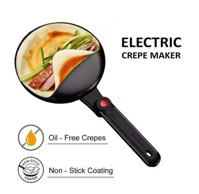 Електрична занурювальна сковорода для млинців з антипригарним покриттям 20 см електромлинниця SOKANY SK 5208 600 Вт Чорна - Зображення 6