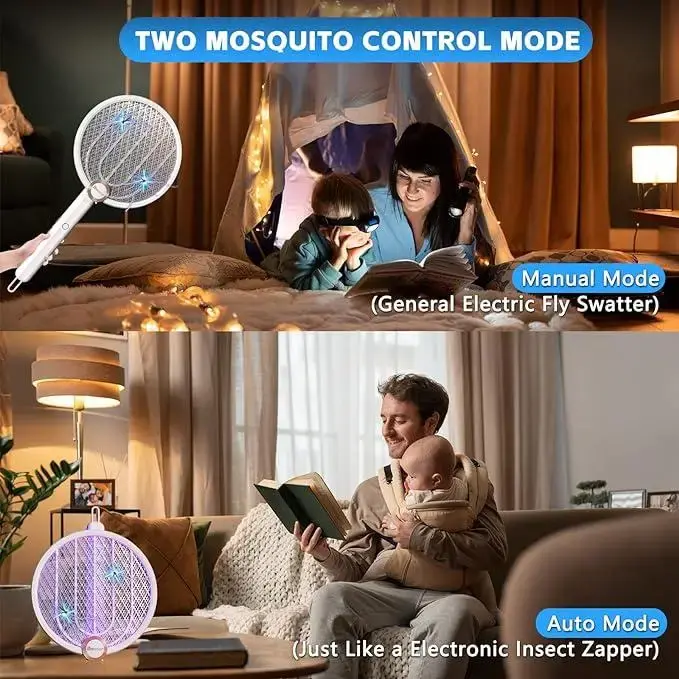 Електрична мухобійка Buzzeap, складна електрична мухобійка 3 в 1, електрична мухобійка - Зображення 6