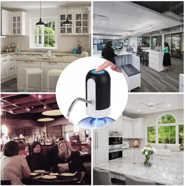 Електрична помпа для бутильованої води Automatic water dispenser з підсвічуванням на сулію 19 л Чорний - Зображення 5