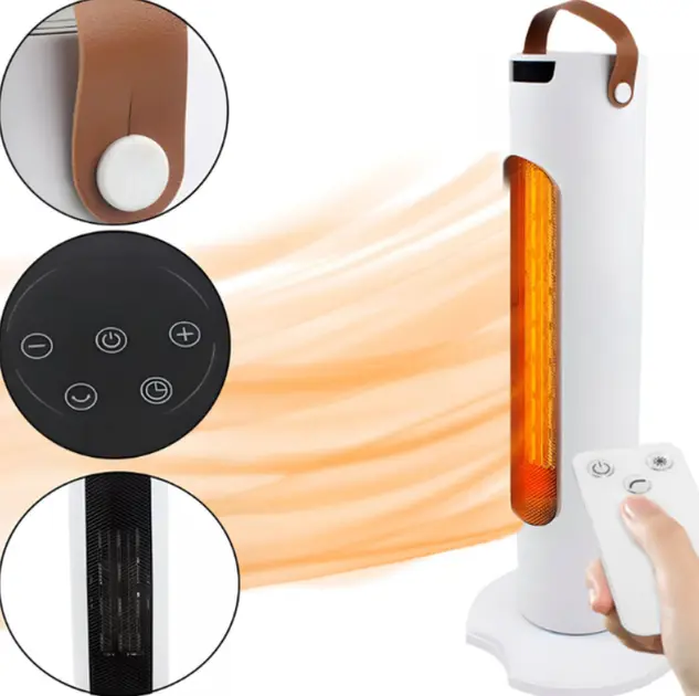 Електричний баштовий обігрівач, тепловентилятор білий, 2000 Вт, 3 режими обігріву - Зображення 2