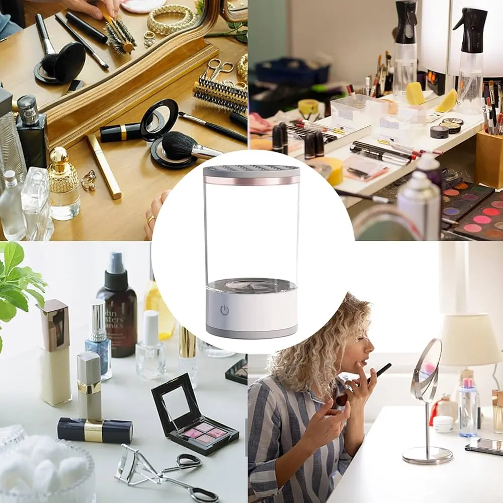 Електричний очищувач пензлів для макіяжу Cleaning Brush 2 в 1 підставка для чищення та сушіння косметичних пензликів - Зображення 3