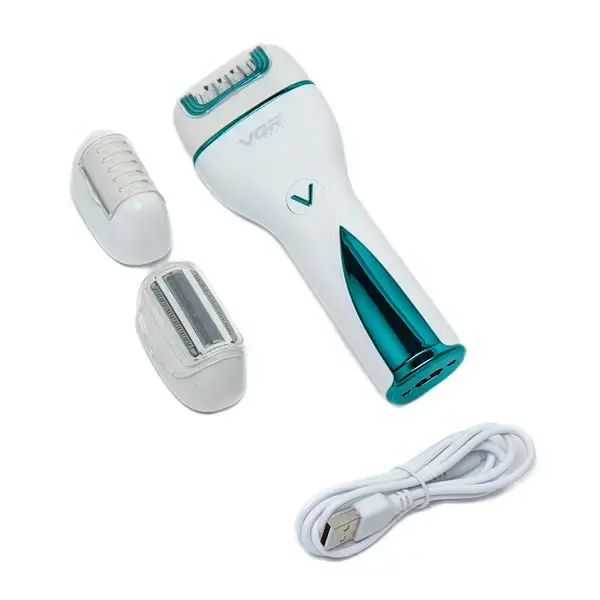 Епілятор жіночий 3в1 акумуляторний, від USB, VGR V-728 / Машинка для епіляції / Депілятор для ніг - Зображення 3